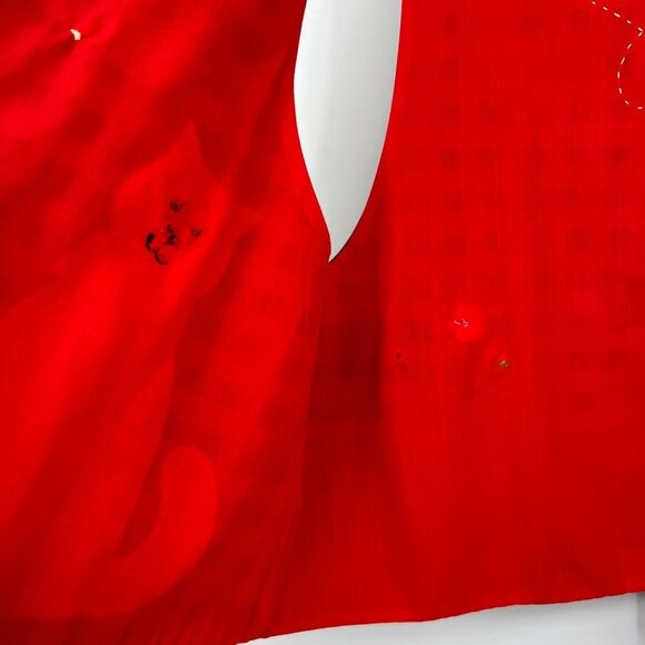 1990s Primitive Cat Vest w Vintage Fabric Yo-yos Patchwork Print Background Size - Picture 7 of 12